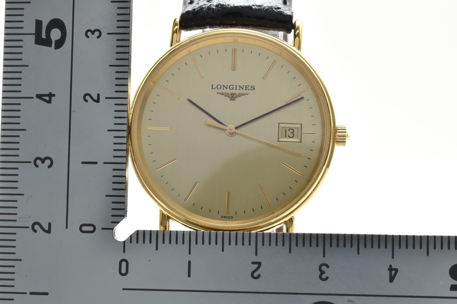 LONGINES L4.720.2 Grand Classic Quartz Men’s Watch 33mm Gold Dial Date Vintage