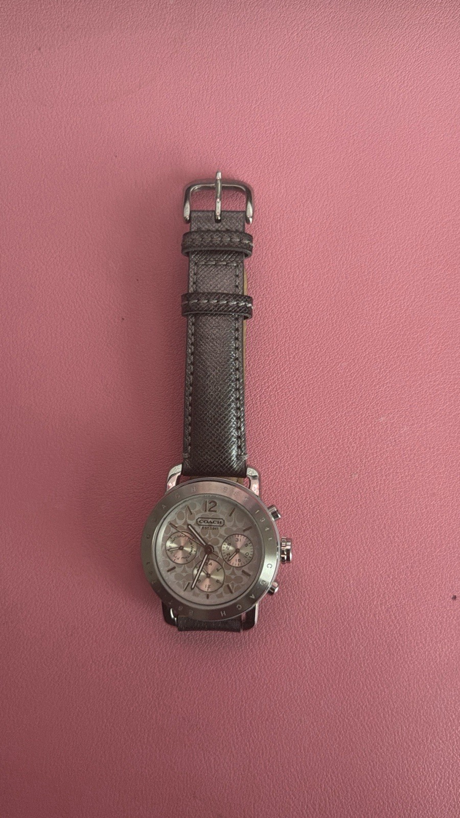 Coach Women’s Multi-Dial Quartz Analog Watch Silver Case Brown Leather 30m
