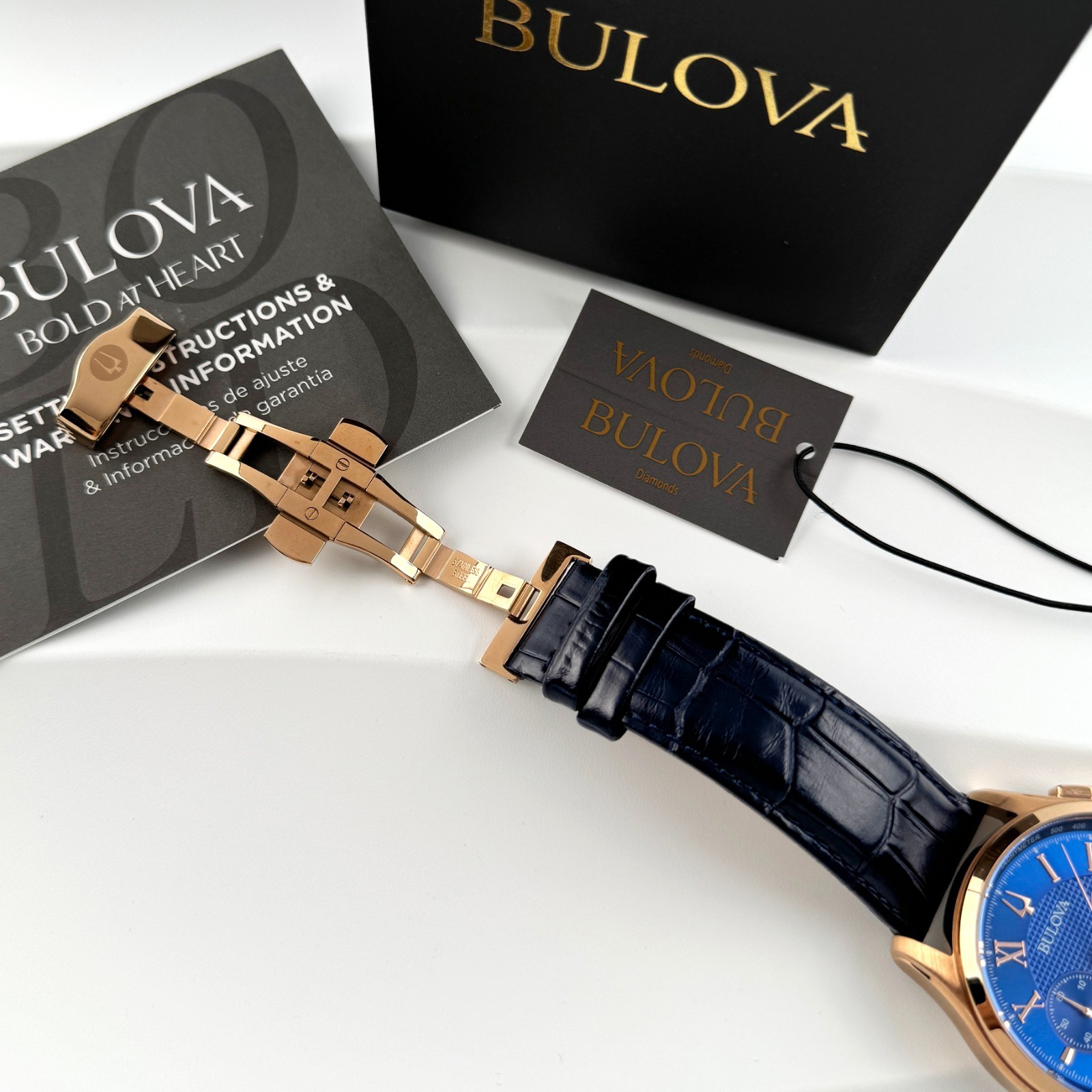 Bulova Men’s New 97B170 Classic Wilton Quartz Watch Blue Dial 46.5mm