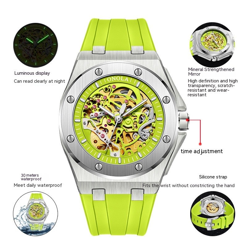 ONOLA Sports Men Wristwatch Waterproof Automatic Mechanical Watches Luminous