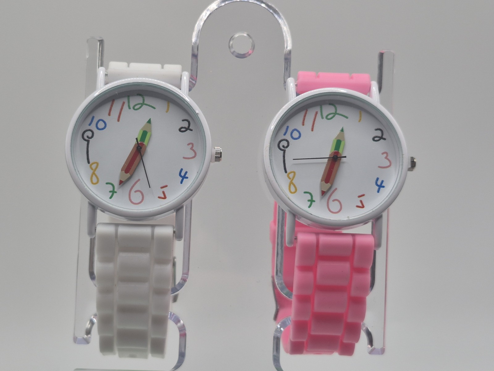 Lot of 4 Quartz Analog Wristwatches Silicone Strap White/Multicolor Arabic Dial