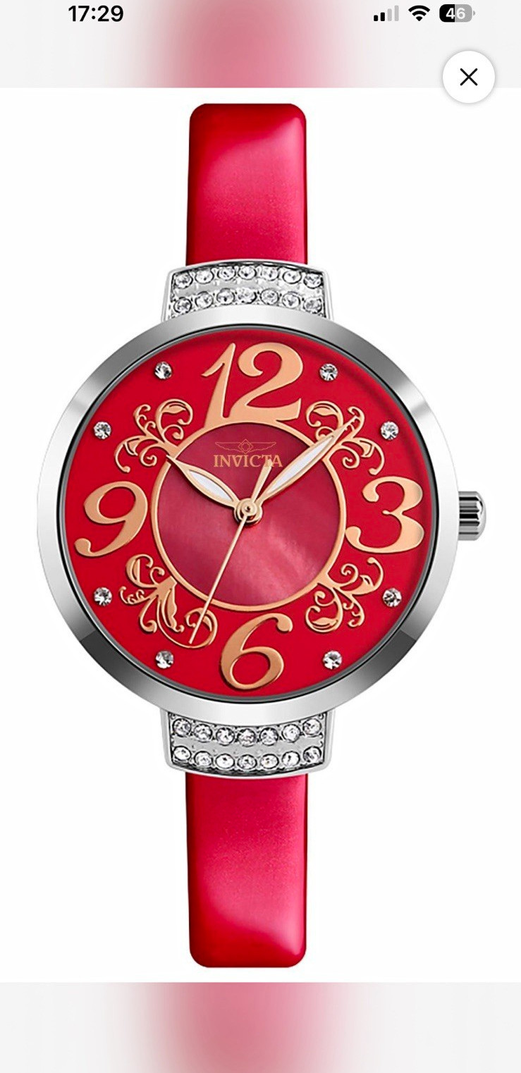 Invicta Celestial Women’s 33mm Quartz Red Dial Red Metal Band Silver Case
