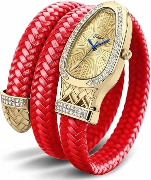Blekon Original Snake Wrap Bangle Watch Women Quartz Braided Leather Jewelry