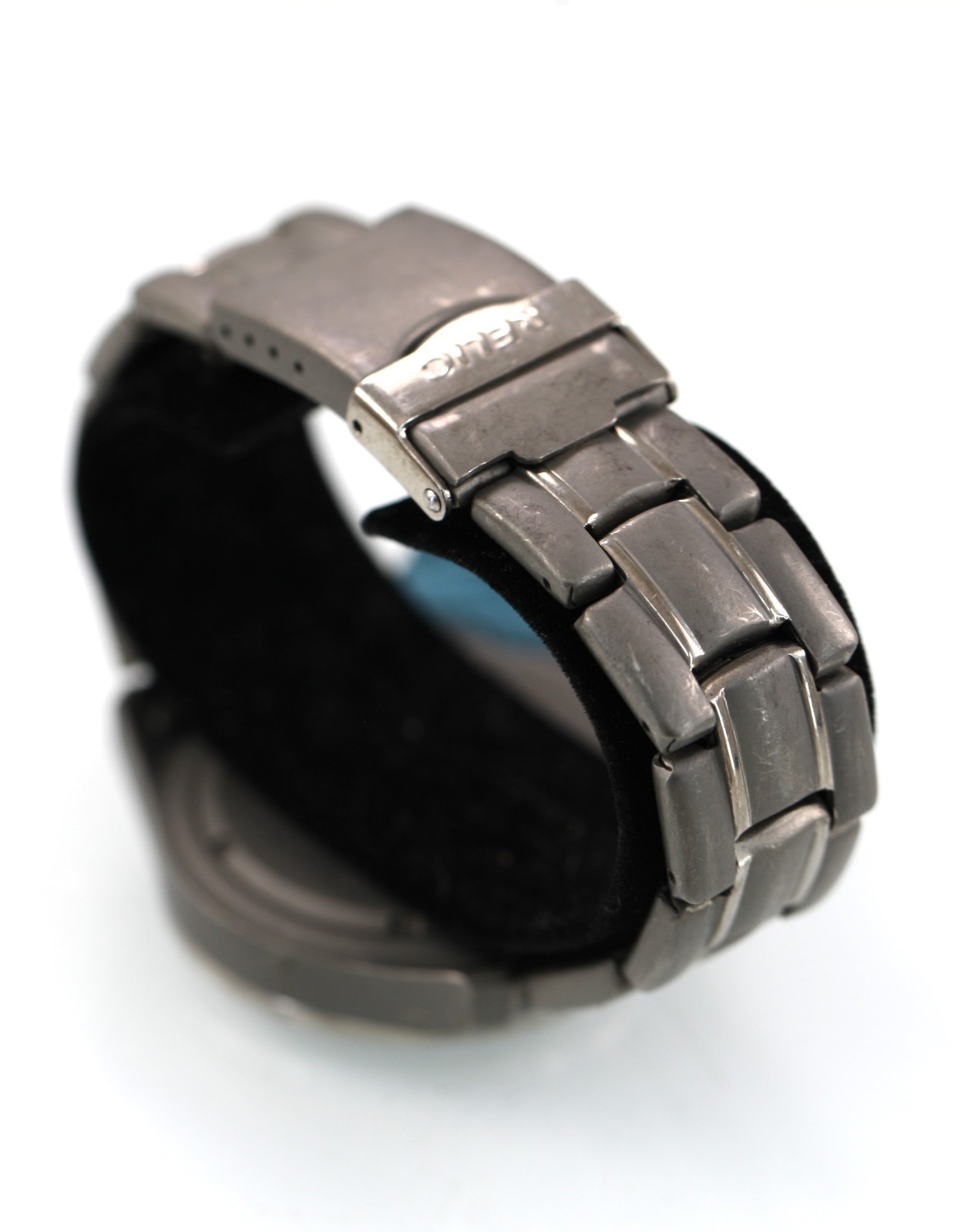 Relic Wet Watch Men Gray Silver Solid Titanium 50m Day Date 24hr Blue Quartz