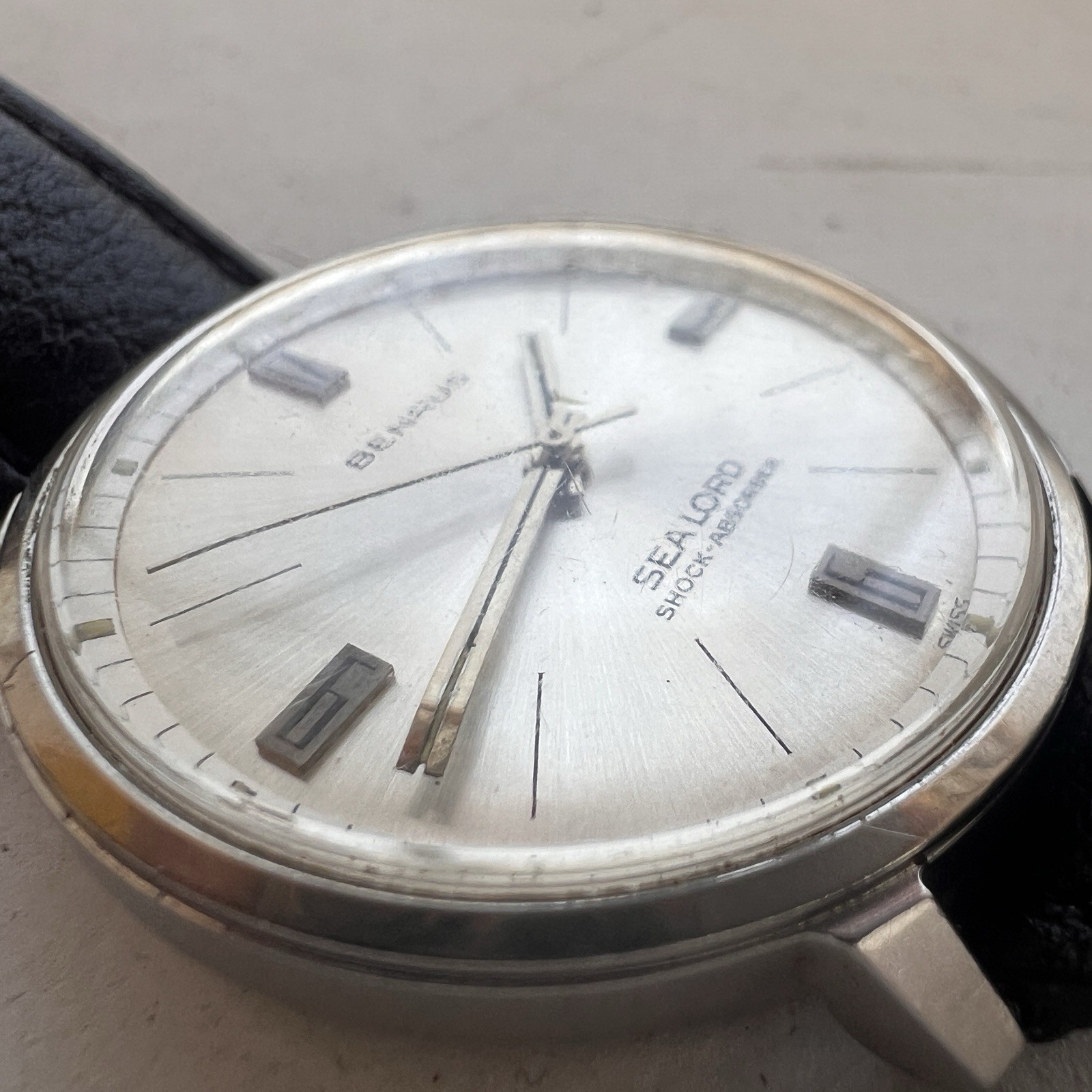 Benrus Sea Lord Shock-Absorber Manual Wind Silver Mid-Century Watch