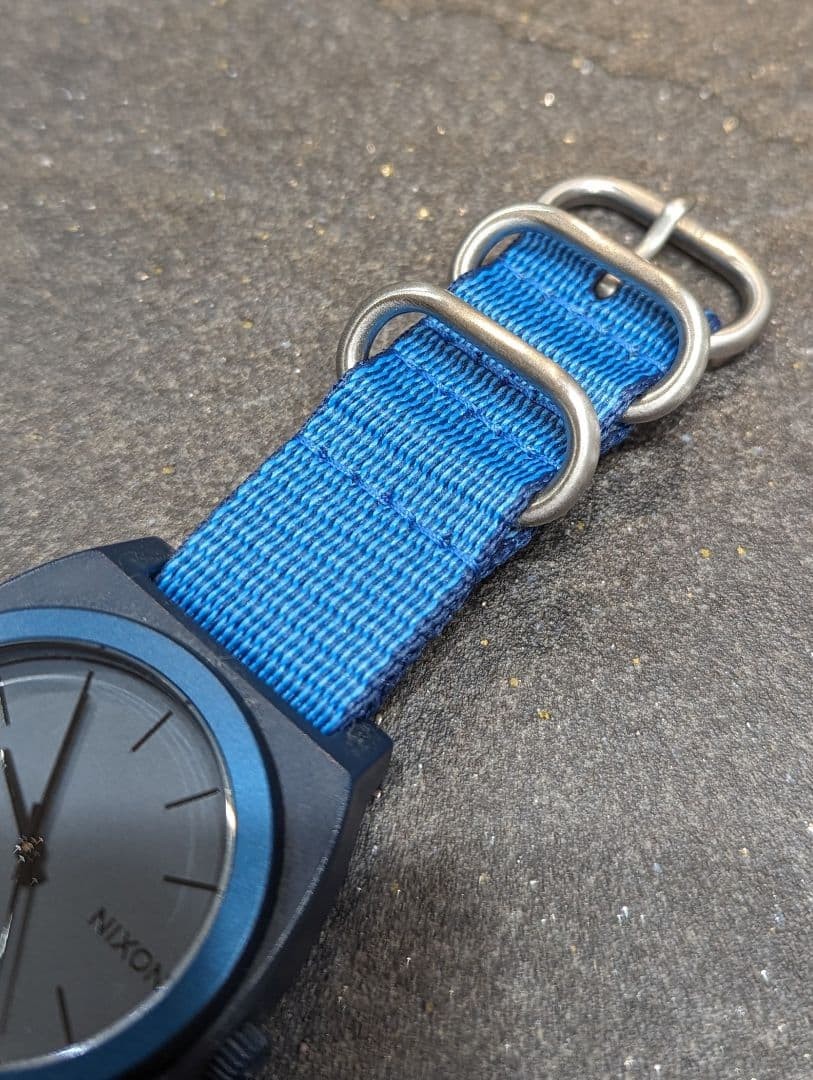 Battery replaced. NIXON Time Teller wristwatch with nylon strap, navy.