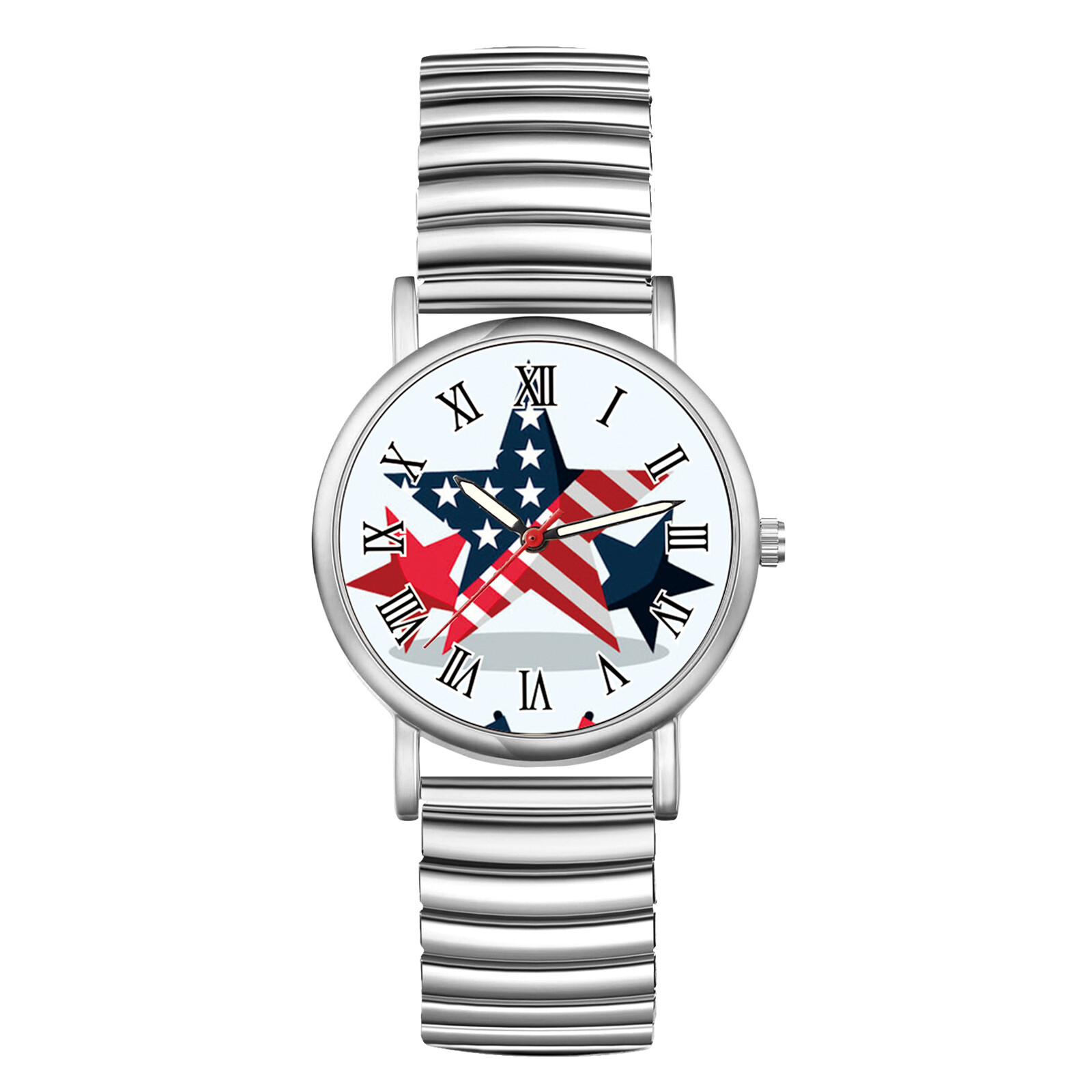 Women’s American Flag Independence Day Patriotic Quartz Wrist Watch Elastic Band