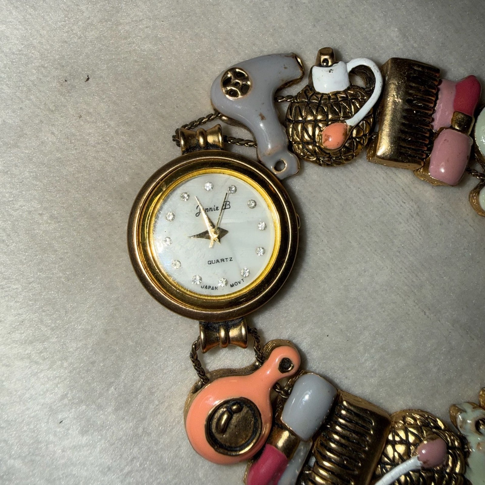 Jennie B Makeover Charm Bracelet Watch with Hairdressing and Beauty Motif
