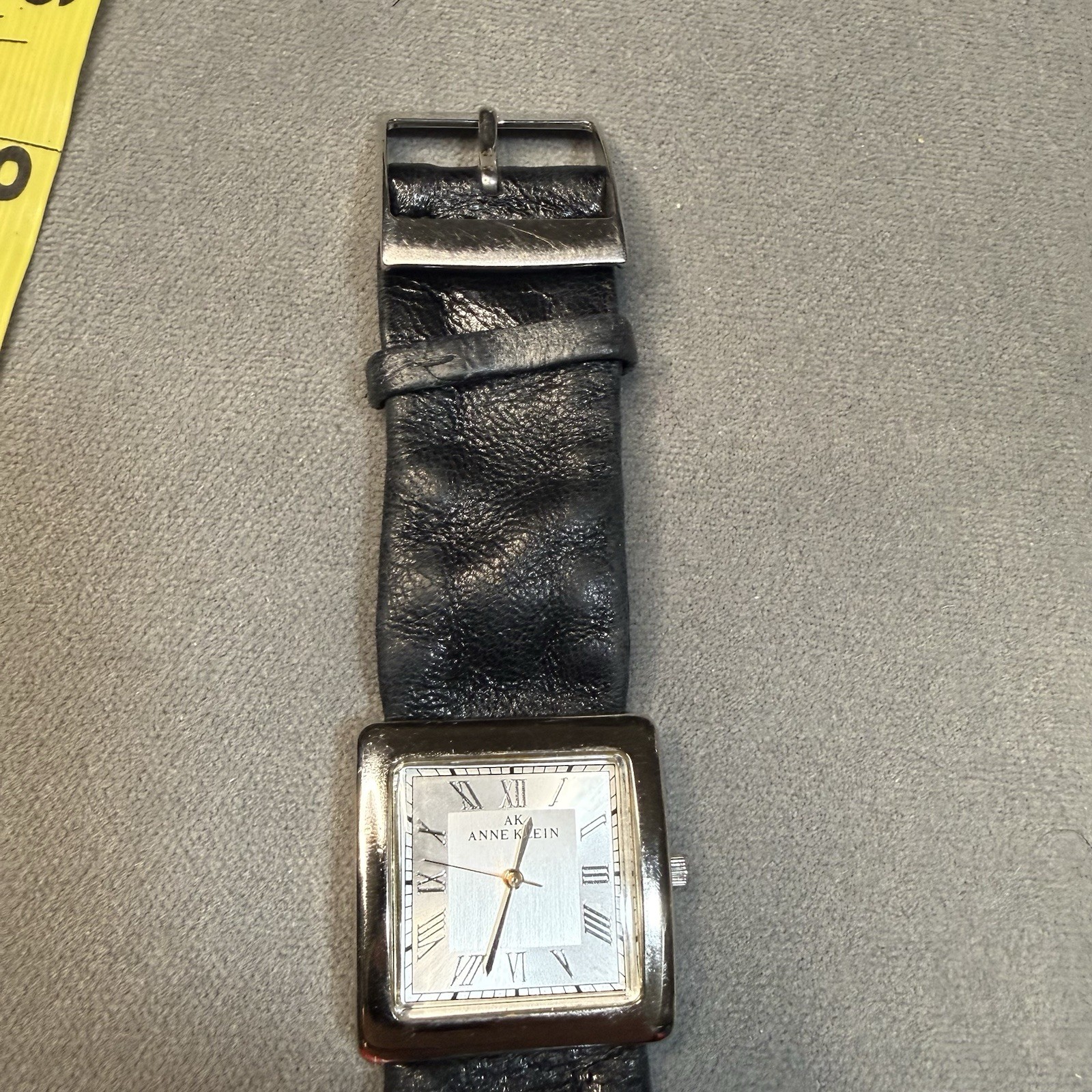 Anne Klein Watch Flexible Leather Black Band Silver Case 10/6607 Y121E Easy Read