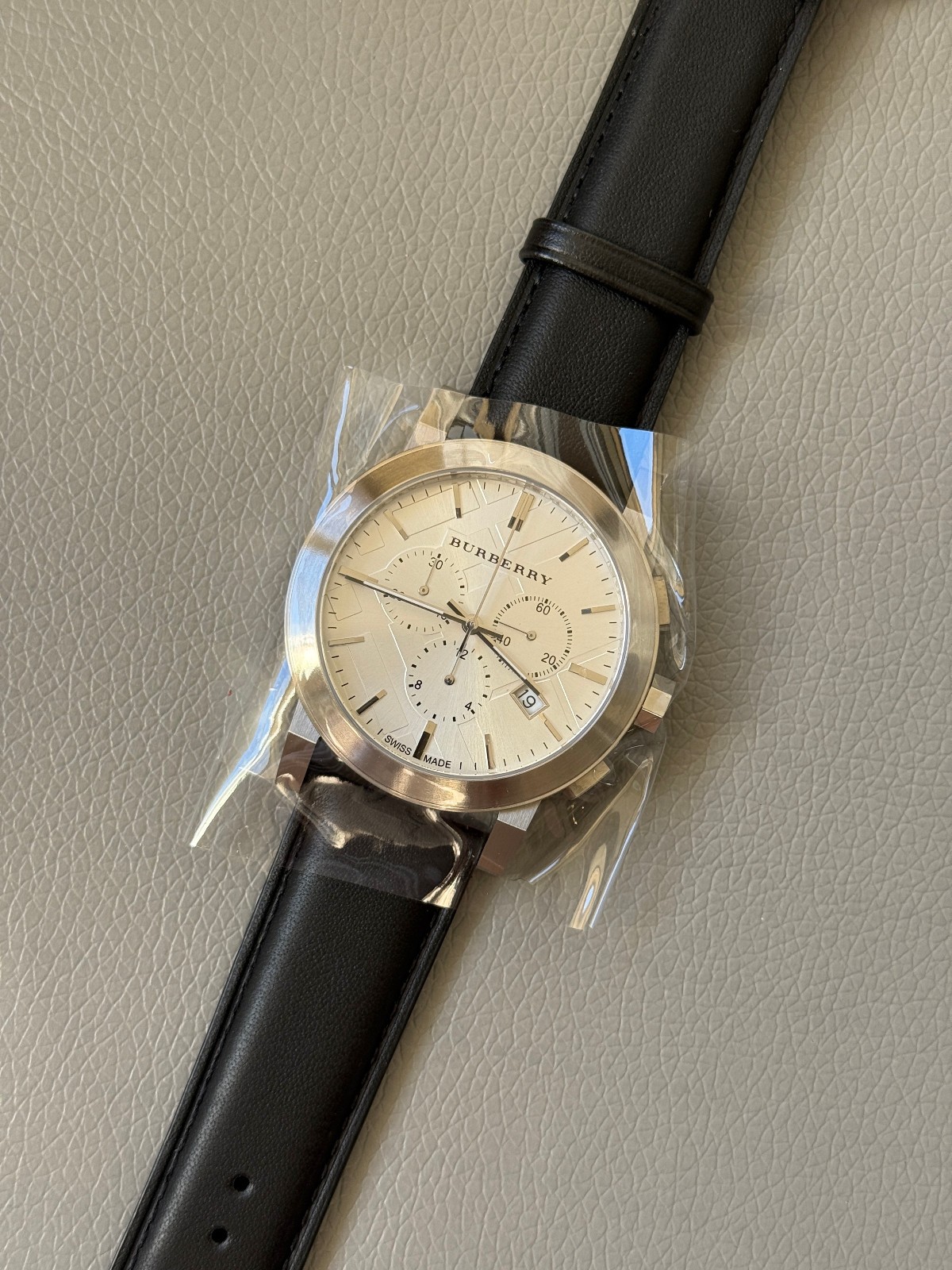 Burberry BU9355 Chronograph Dial Steel Black Leather Men’s Watch