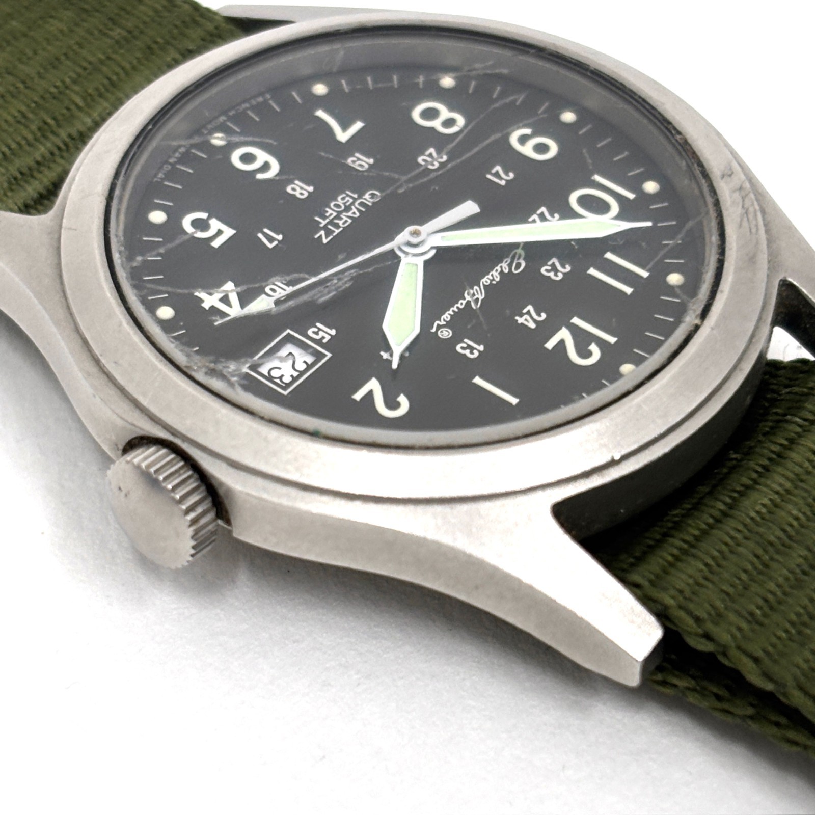 Vintage 90s Eddie Bauer French Quartz Military Field Watch 34mm Date New Battery