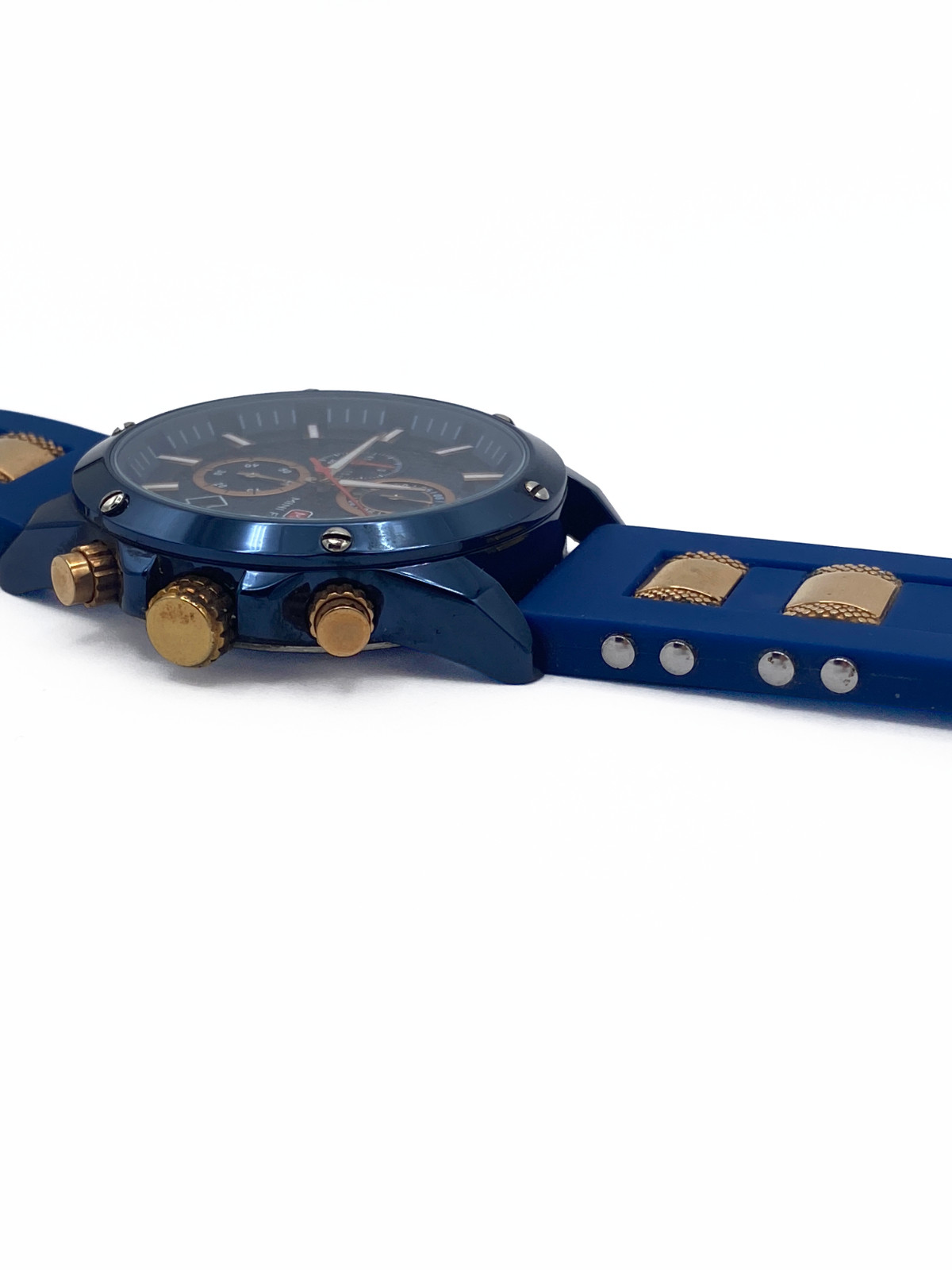 Mini Focus Steel Chronograph Calendar Watch Blue/Gold MF0089G 46mm Used Untested