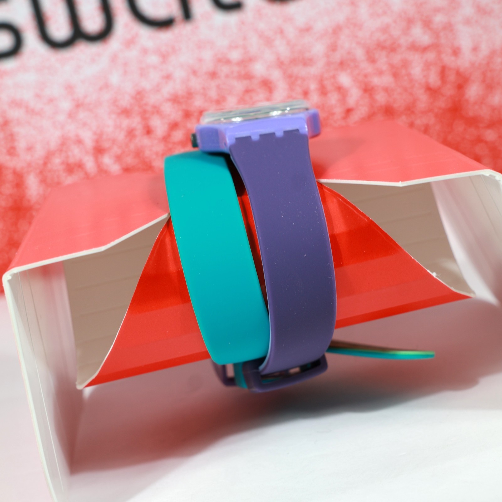 New Swatch Swiss LV117 Fun In Blue Wrap Around 25MM Green Blue Purple Reversible