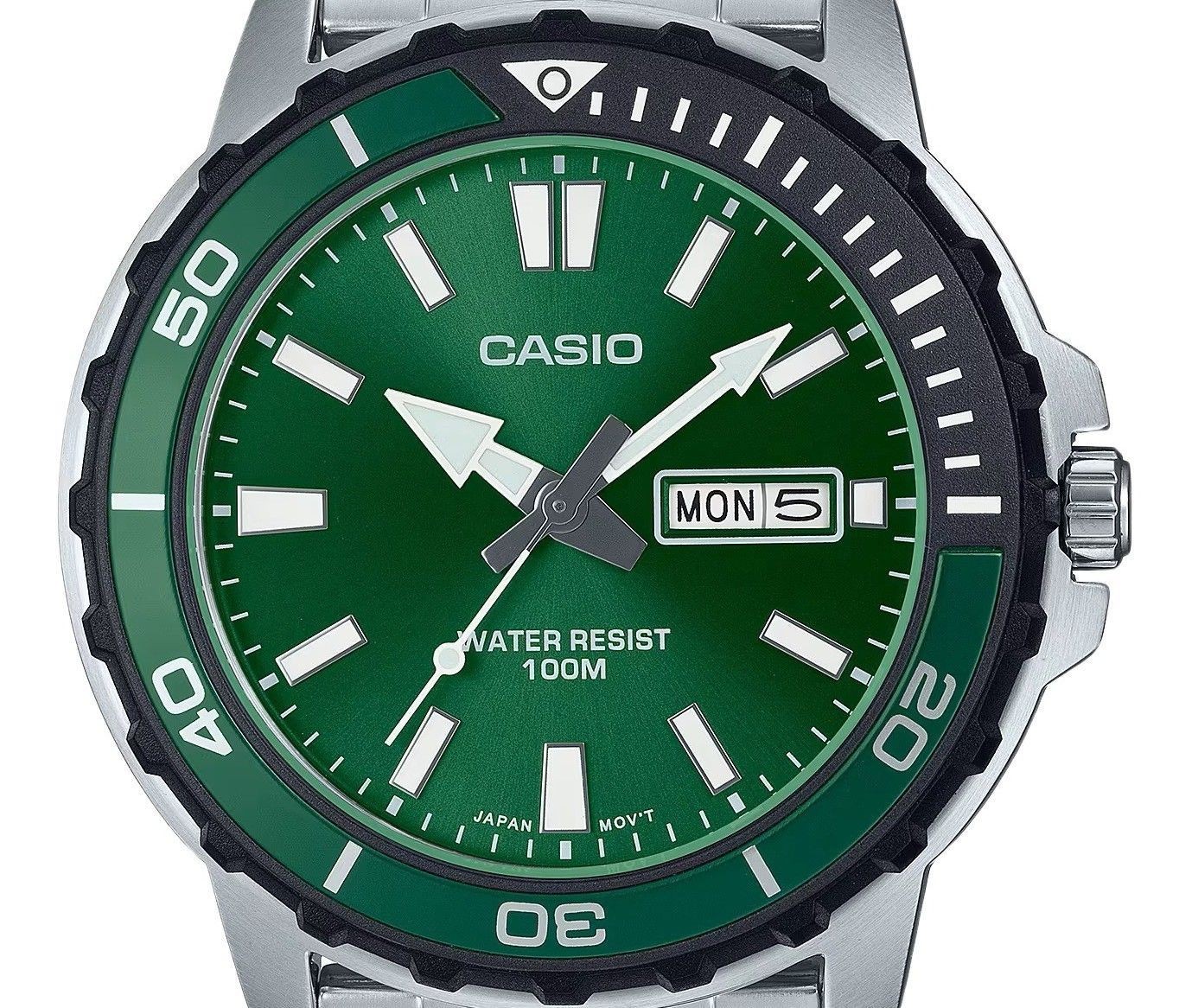 Casio Standard Analog Green Dial Casual 100 m (10 ATM) Men’s Watch MTD-125D-3AV