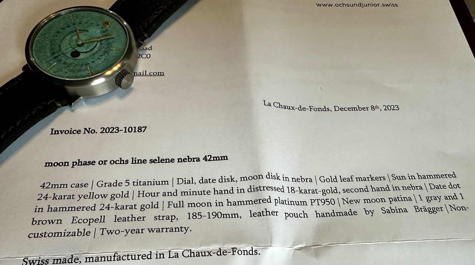 OCHS UND JUNIOR SELENE NEBRA 2023 Special Edition Moon Phase 42mm Titanium Auto
