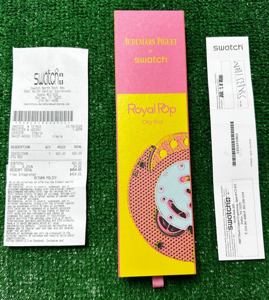 Swatch x AP Audemars Piguet Royal Pop Otg Roz SSX03J100N w/ Receipt