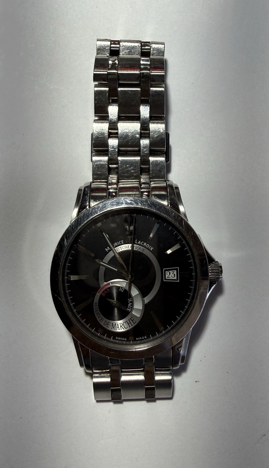 Maurice Lacroix Pontos Automatic Date Power Reserve Black Dial Steel 50m