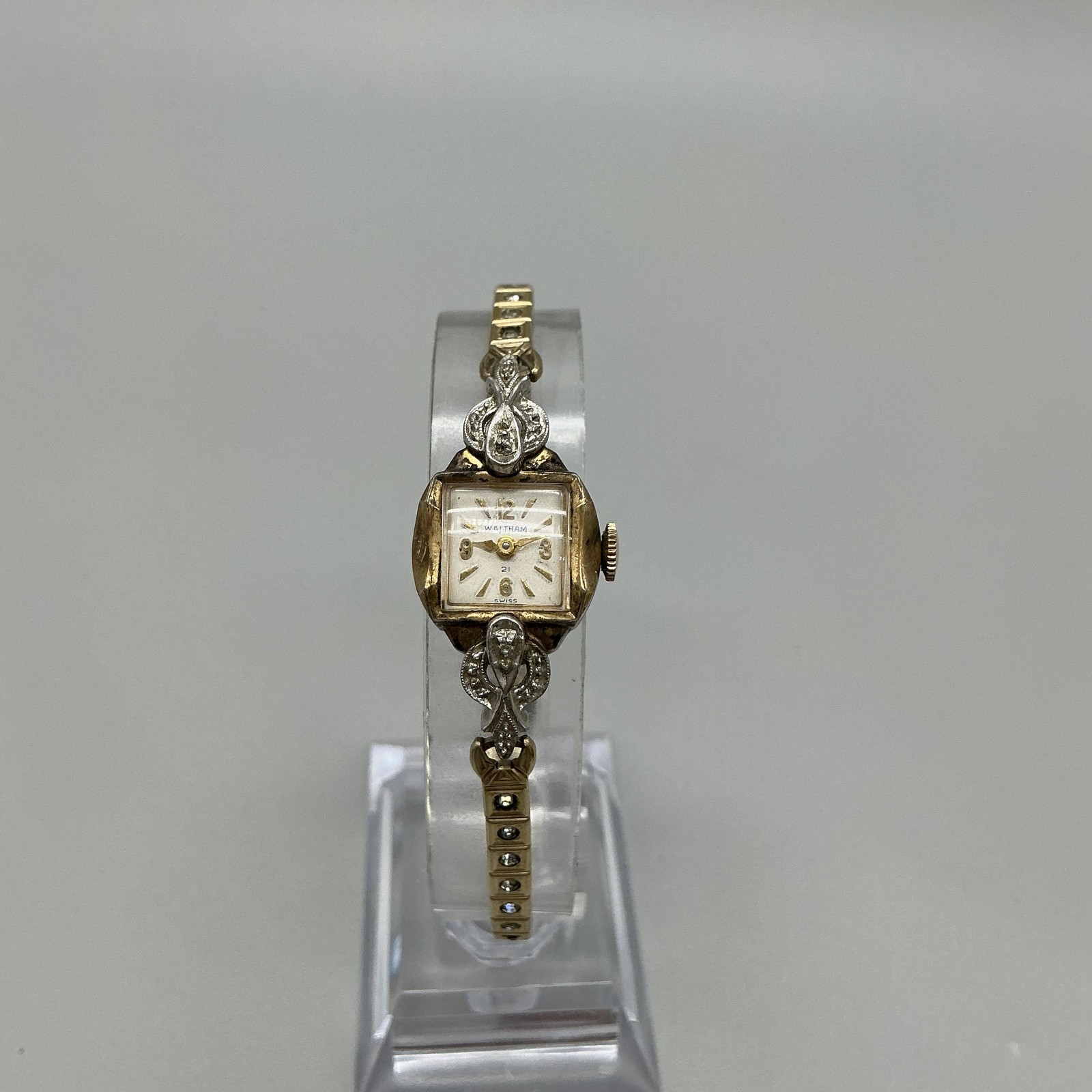 Vintage Waltham Womens Watch 16mm 10K Rolled Gold 21j Stretch Band Manual
