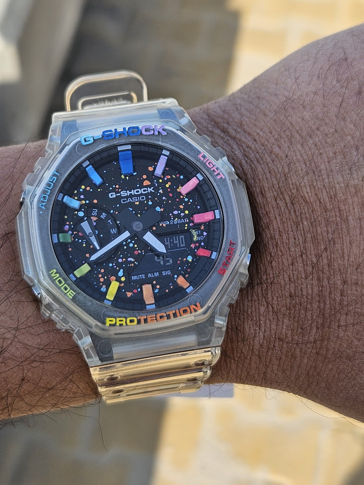 Casio G-Shock GA-2100 Custom Transparent Mod – Rainbow Index – Unique Design