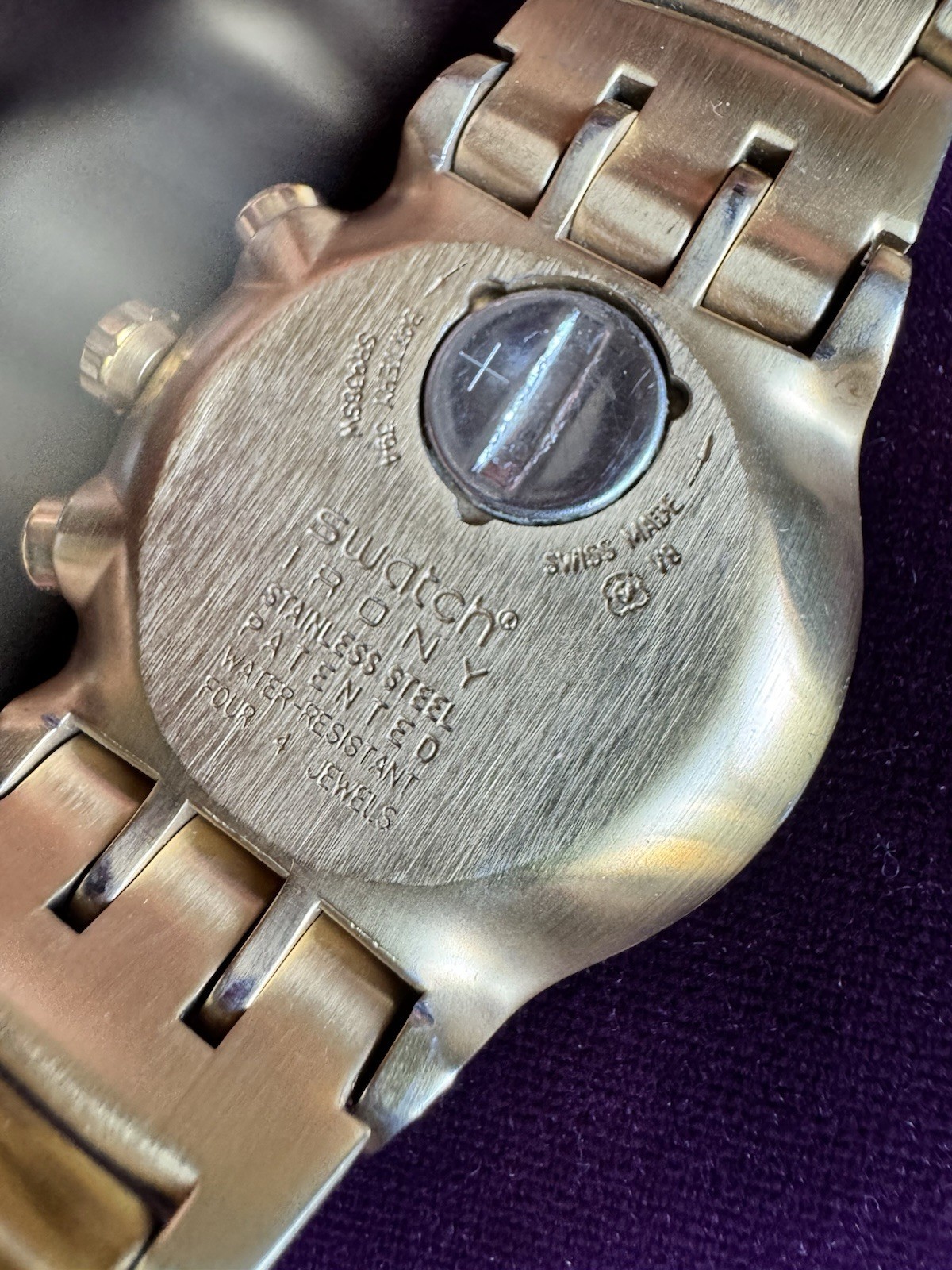 SWATCH WATCH YOG100G THE GOLDEN CHEST IRONY CHRONOGRAPH 2007 NOT WORKING RARE