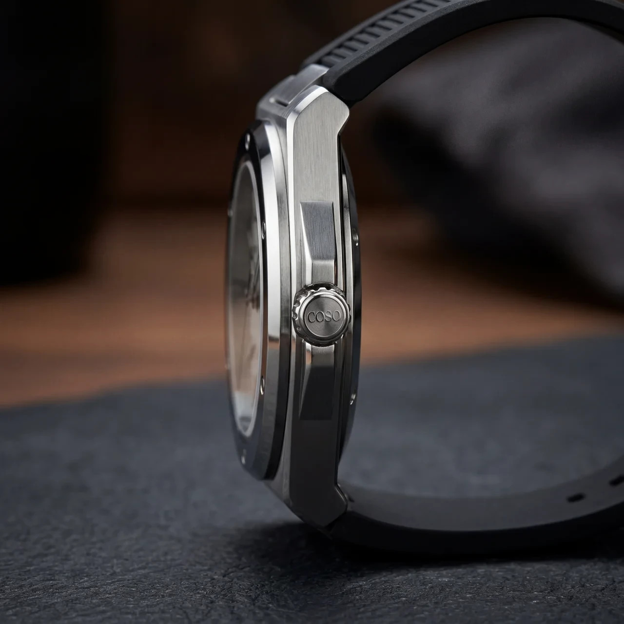 COSO Valtor Automatic Silver Dial Steel Black Rubber Strap