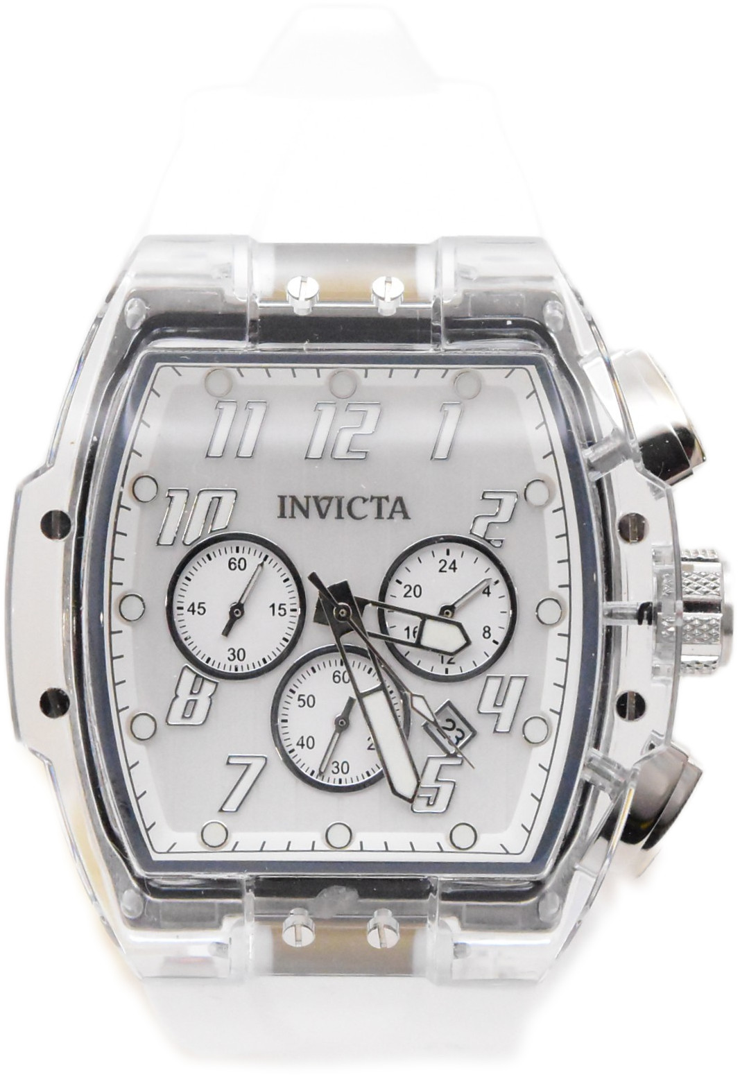 Invicta S1 Rally Crystal Men’s 47mm Clear Case White Chronograph Watch 45481