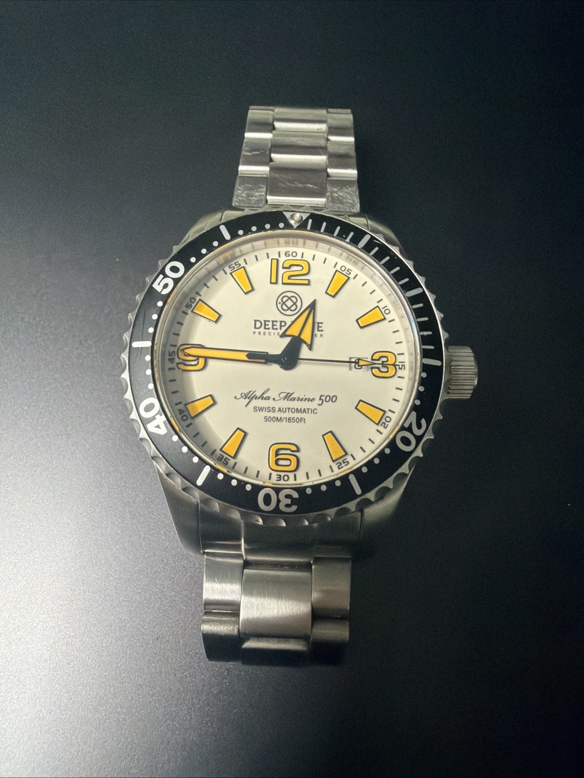 Deep Blue Alpha Marine 500 Full Lume Dial Automatic Sapphire #0256 Rare