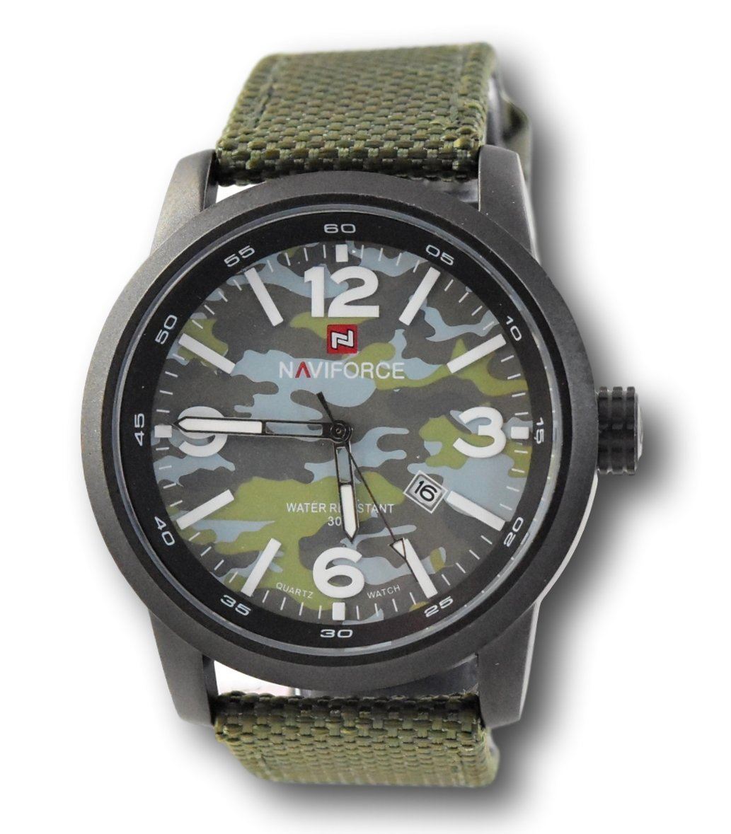 NaviForce Camo Military 45mm Camouflage Nylon Leather Watch NF9080 USA Seller