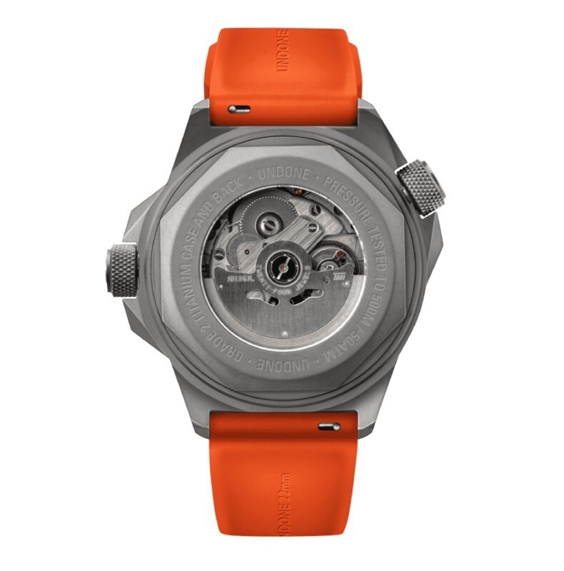 UNDONE AQUADEEP SIGNAL Automatic Titanium Silicone Gray Orange Men’s Watch