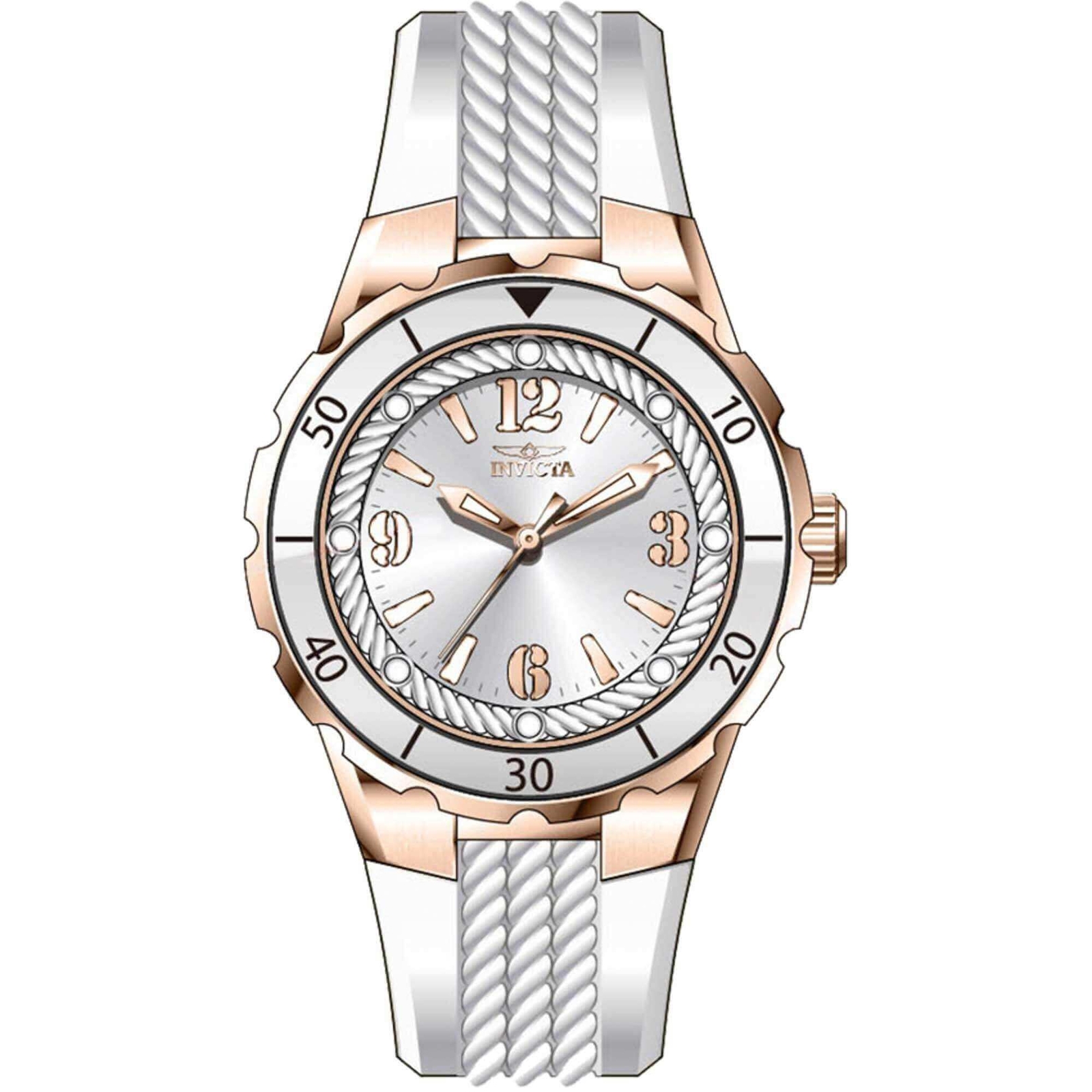 Invicta Women’s Watch Angle Quartz Silver Dial White Silicone Rubber Strap 40311
