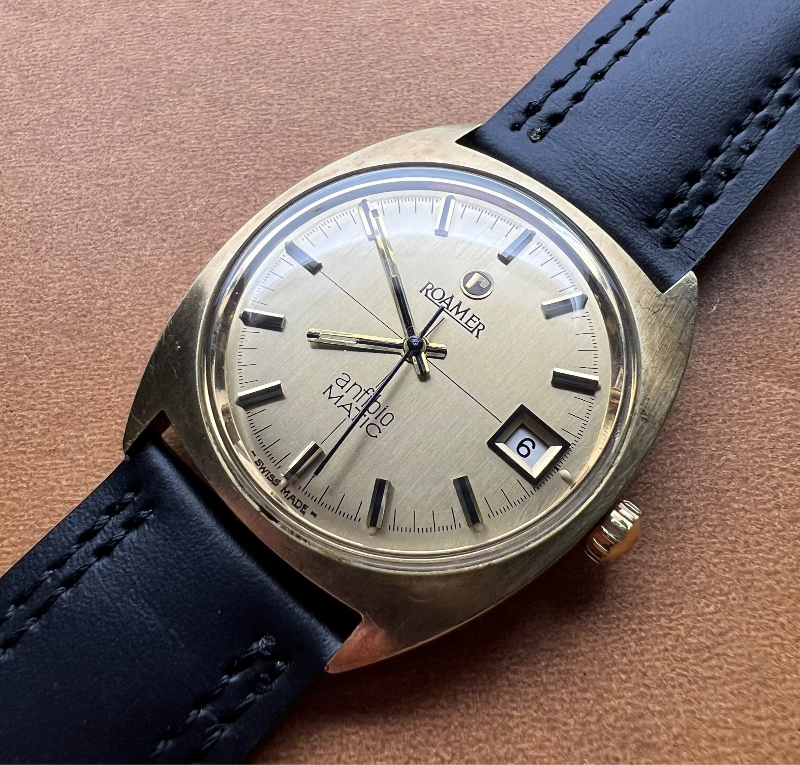 VINTAGE ROAMER ANFIBIO MATIC AUTOMATIC GOLD PLATED MENS WATCH