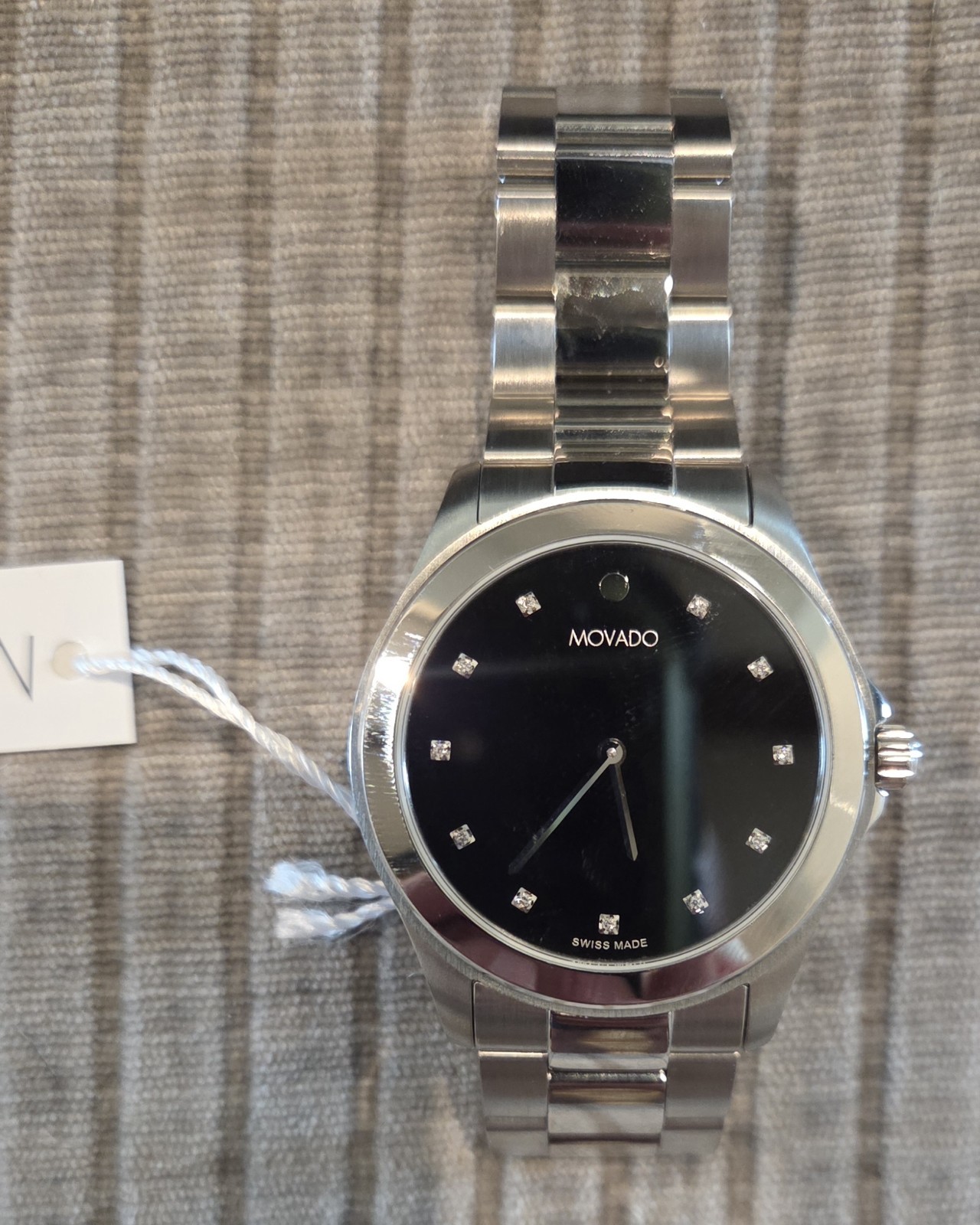 MOVADO Challenger Watch 38mm 0607719 Museum with Diamonds NWT
