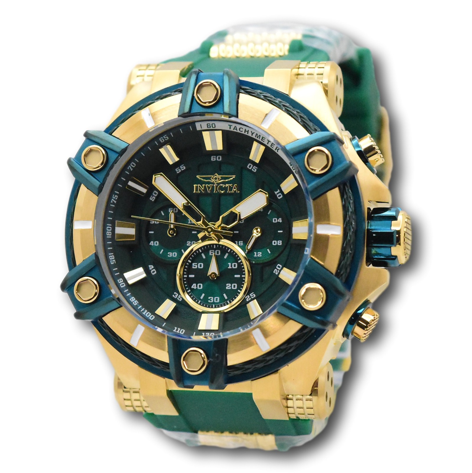 Invicta Bolt Cable Surge Men’s 52mm Emerald Green Gold Chronograph Watch 43758