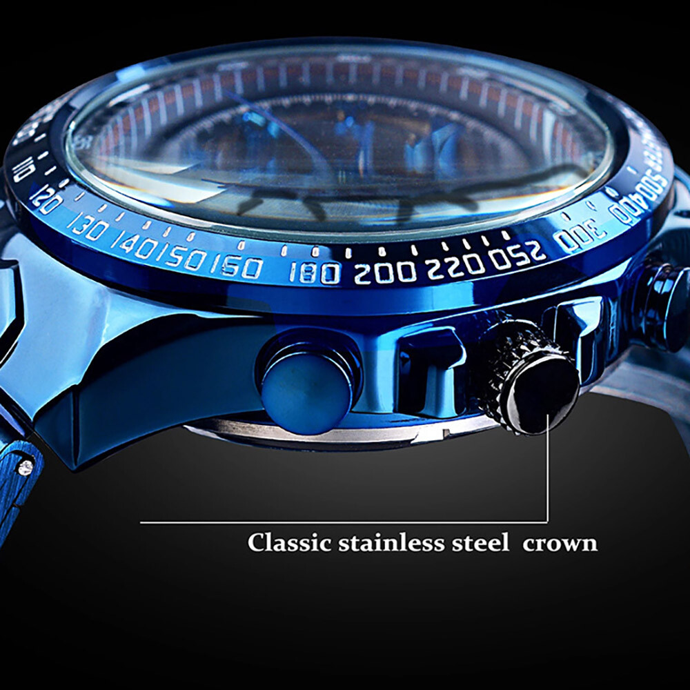 WINNER Men’s Stainless Steel Watch Luxury Skeleton Automatic Mechanical Watches