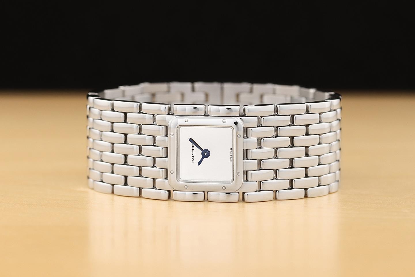 CARTIER LADIES PANTHERE RUBAN W61004T9 SILVER STEEL 21MM MINIMALIST WATCH