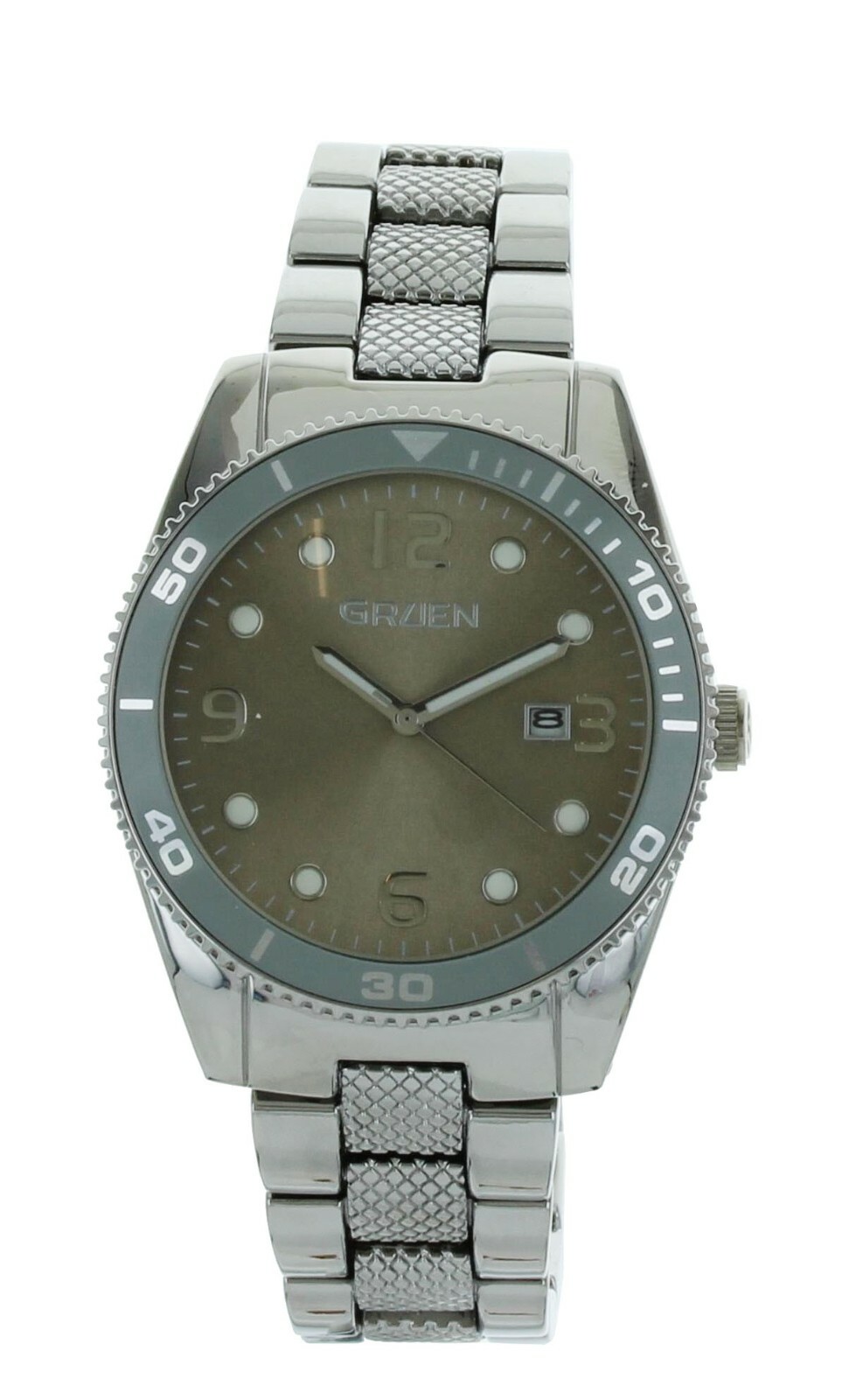 NIB Gruen Men’s Watch Quartz 43mm Case silver Tone light Brown DIAL GR0026