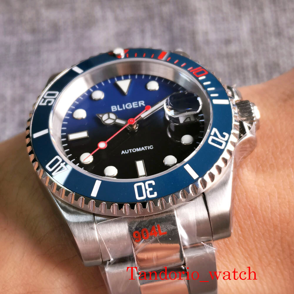 40MM NH35A PT5000 Blue/Black Dial Sapphire Glass Ceramic Bezel Auto Men’s Watch