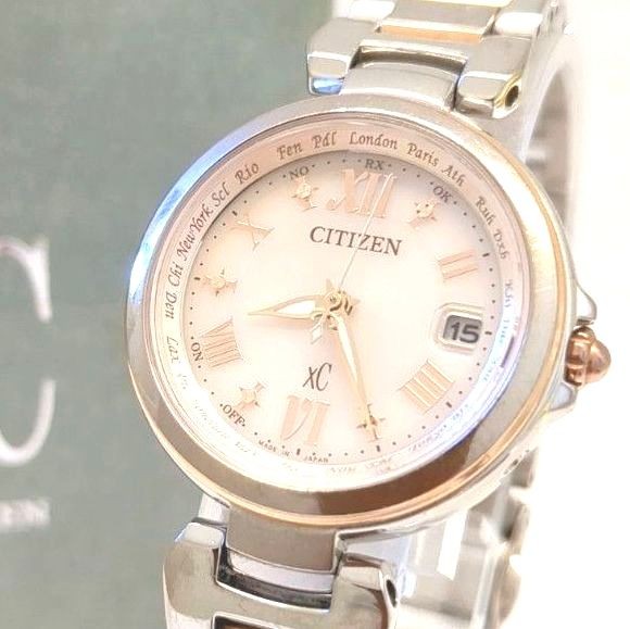 Condition CITIZEN xC Cross Sea Pink Dial Solar Watch Working Radio Solar Eco Dri