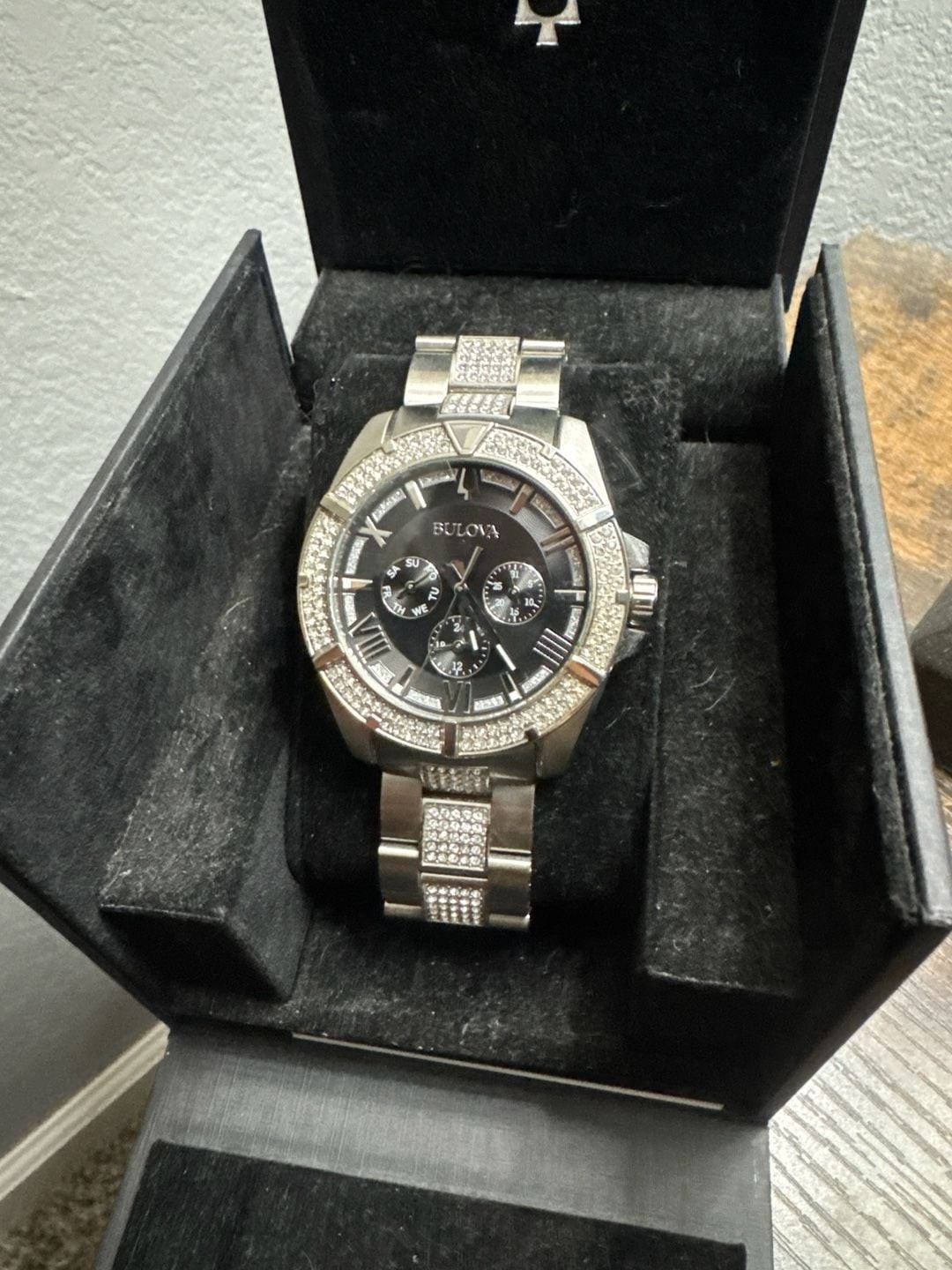 Bulova Octava Crystal Silver Tone Men’s Watch 96C125