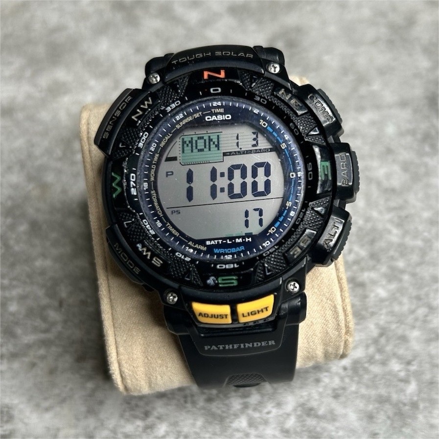 Casio Pathfinder Solar Digital Compass Altimeter Barometer Black Resin 100m
