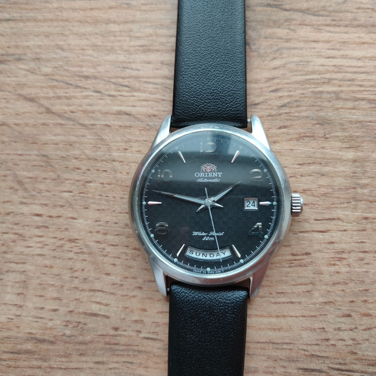 Rare Orient President Titanium watch day date orient Automatic Watch black watch