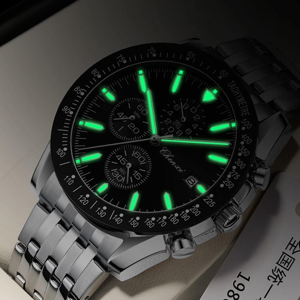 CHENXI Men Watch Chronograph Wristwatch with Six-hands Luminous Calendar Watches