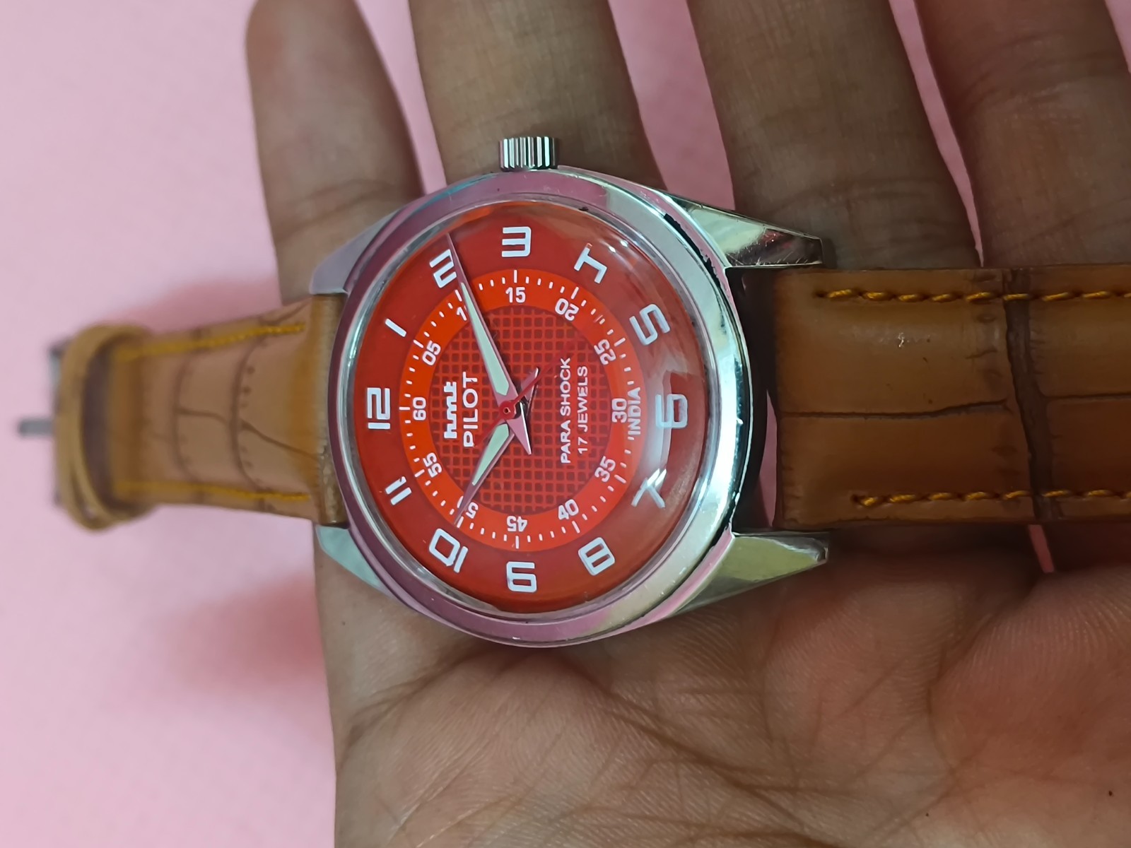 Vintage HMT Pilot Red 17 Jewels Mechanical Hand Winding Men’s Wrist Watch