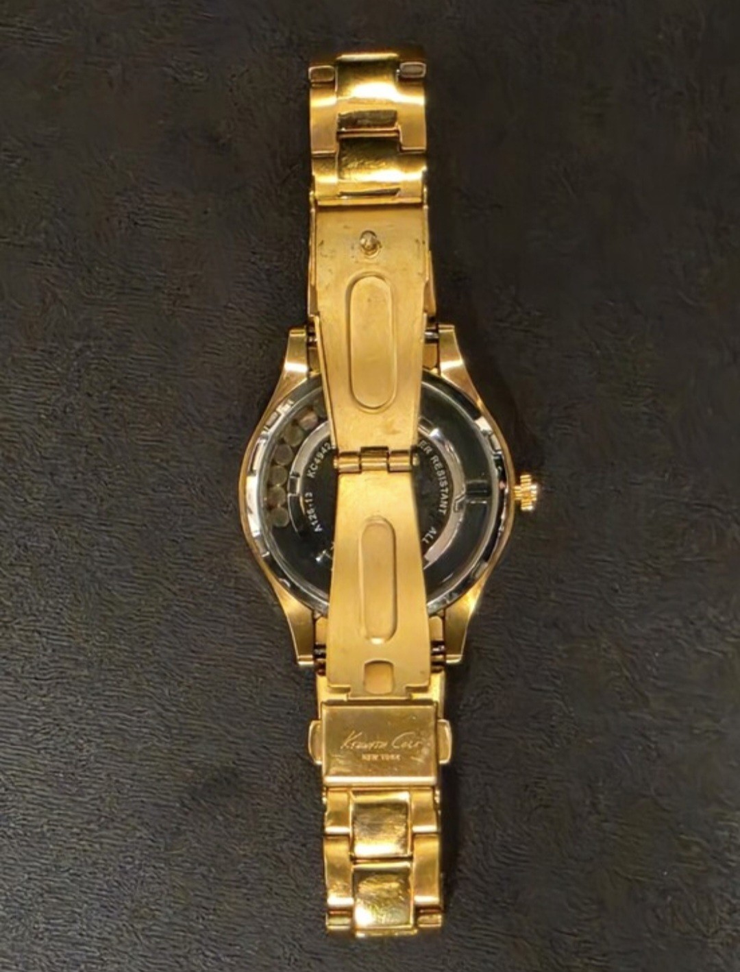 KENNETH COLE NY RARE Transparency Gold Floating Stone Crystal Accent Watch Y2K
