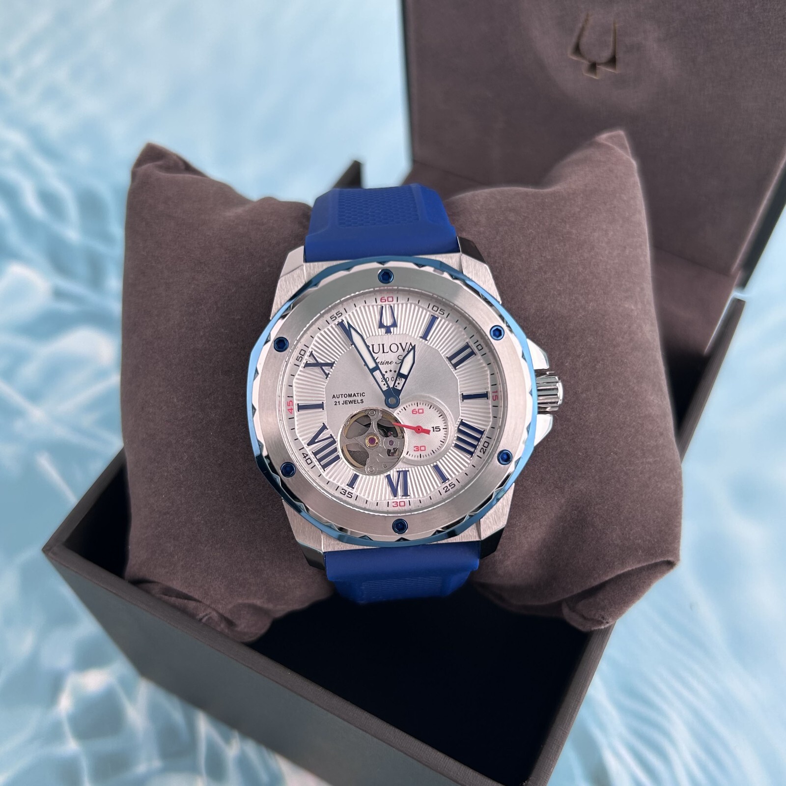 Bulova Marine Star Series A Blue Strap/98A225 Men’s Chronograph Auto Watch 45mm