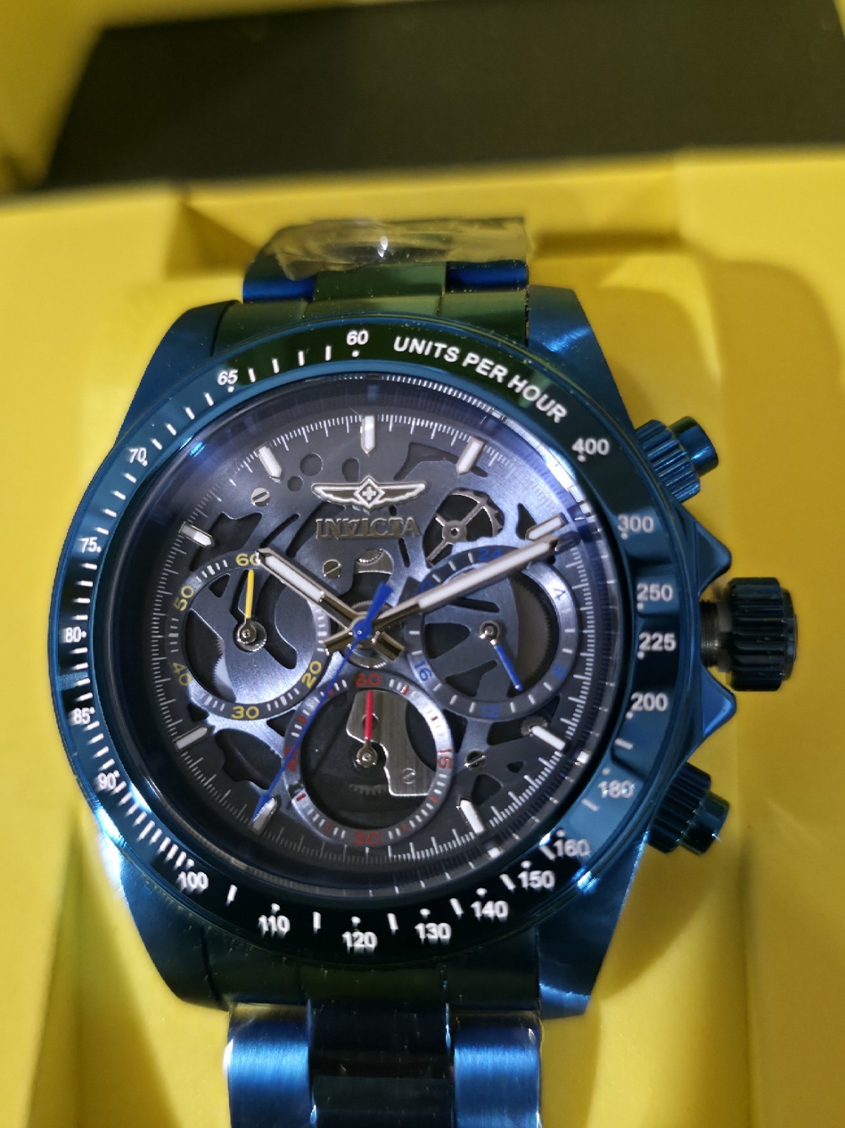INVICTA BLUE LABEL QUARTZ CHRONOGRAPH 20ATM TACHYMETER BLUE SS BRACELET