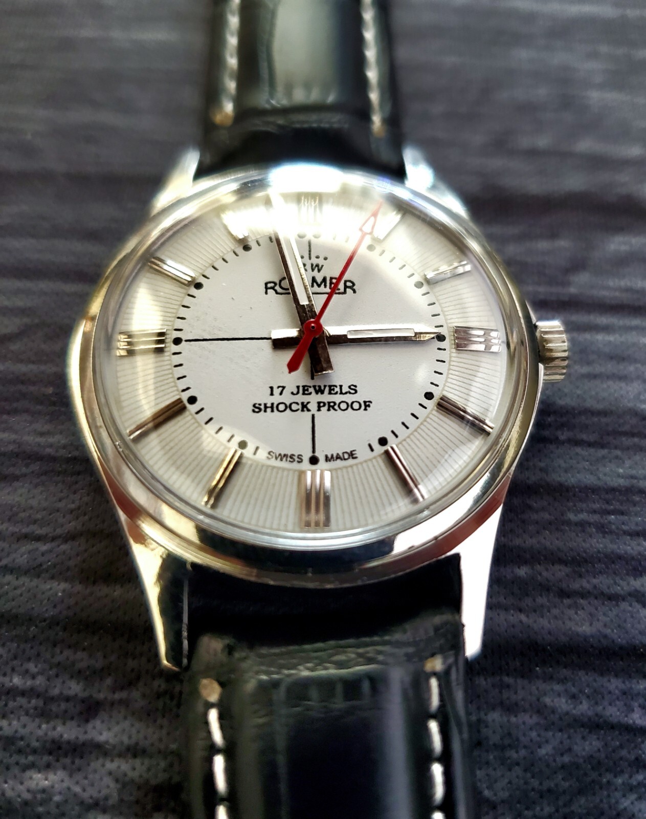 Rare Roamer Brevete Swiss Mens Manual Watch White Serviced