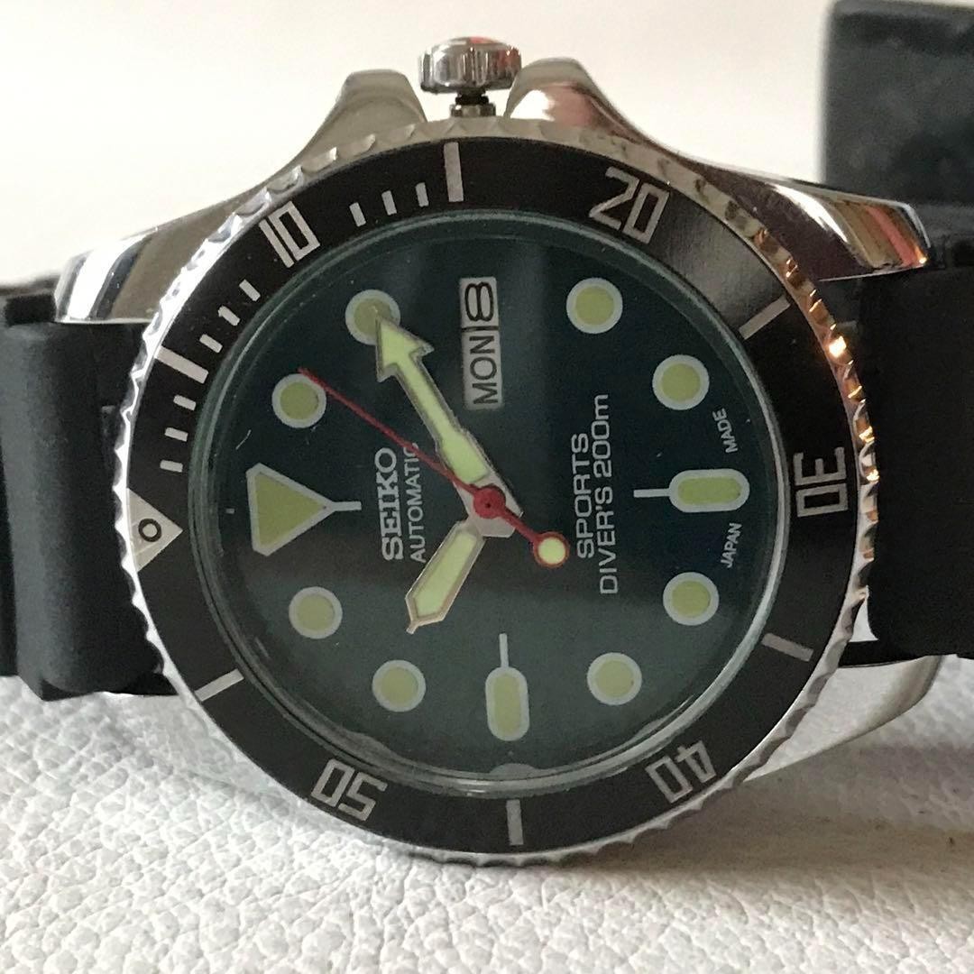 Seiko Diver Automatic Watch US 6 / UK 4 Black Green Vintage Japan Auth 064660