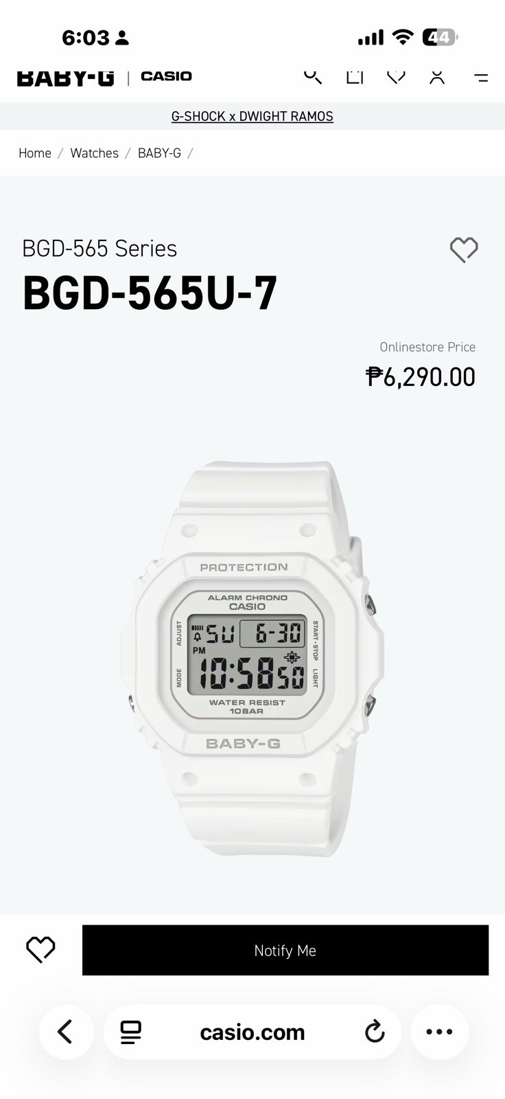Casio BGD-565U-7 Women’s G-Shock Watch – White – Retro Style