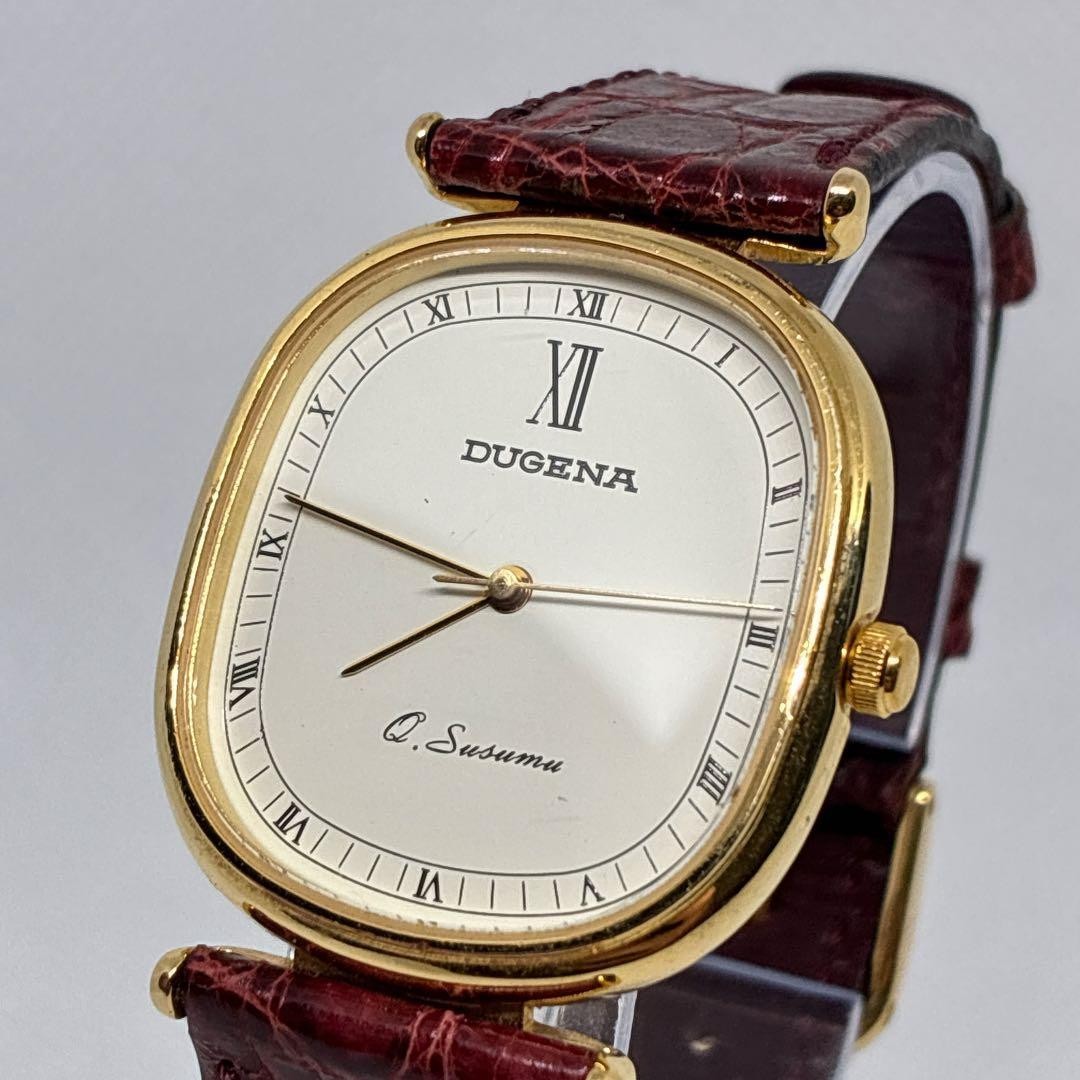 DUGENA 82040804 Men’s Quartz Oval Watch Gold Burgundy